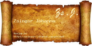 Zsingor Johanna névjegykártya